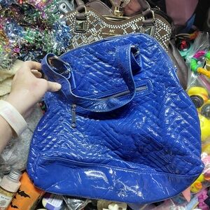 Big Buddha Royal Blue Patent Quilted Shoulder Bag